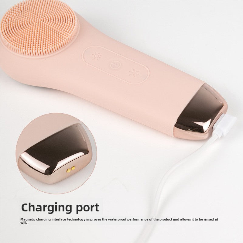 Ultrasonic Hot Cold Electric Silicone Facial Cleansing Brush