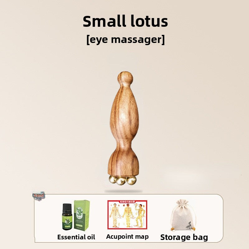 Wooden Eye Massage Stick Lotus Design