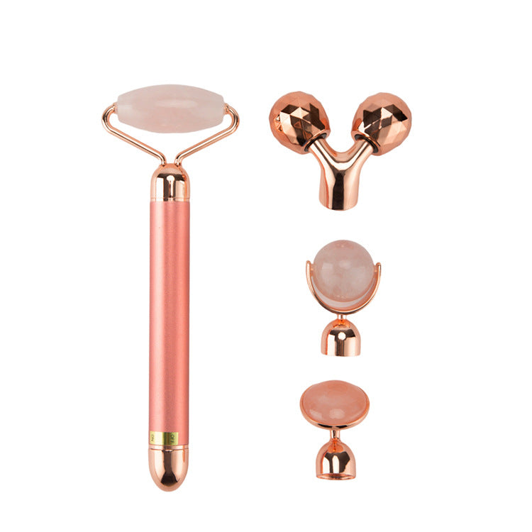 Natural Jade 3D Roller Gold Vibration Massage Stick