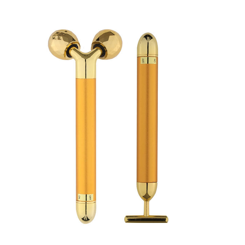 Natural Jade 3D Roller Gold Vibration Massage Stick
