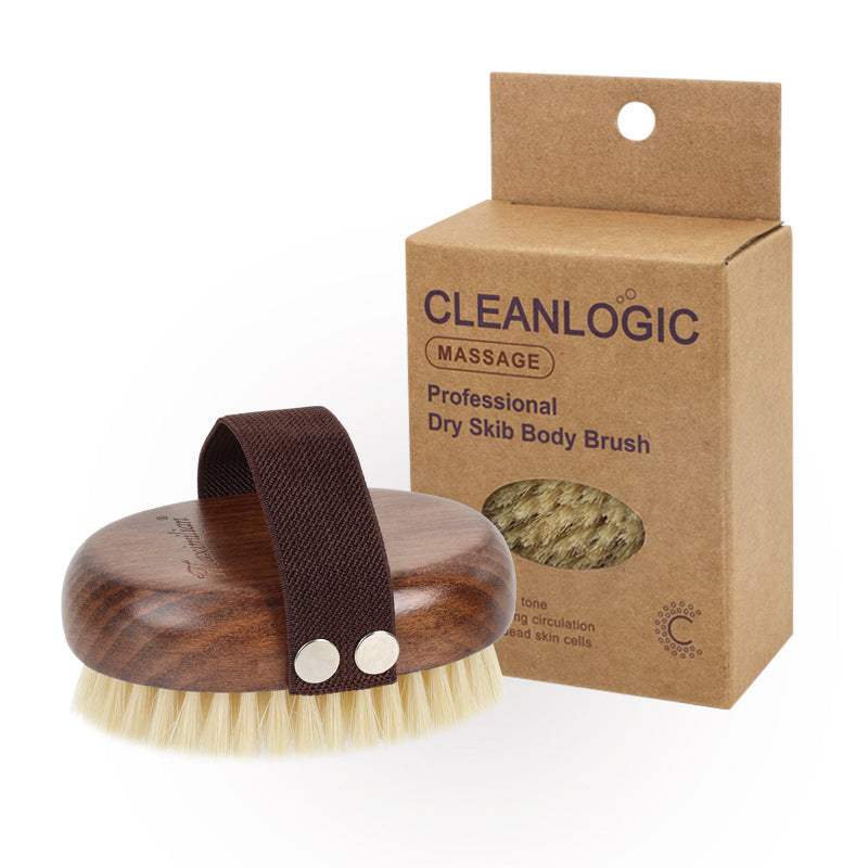 Long-Handled Boar Bristle Bath Brush for Exfoliating and Dry Brushing