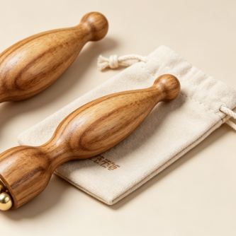 Wooden Eye Massage Stick Lotus Design