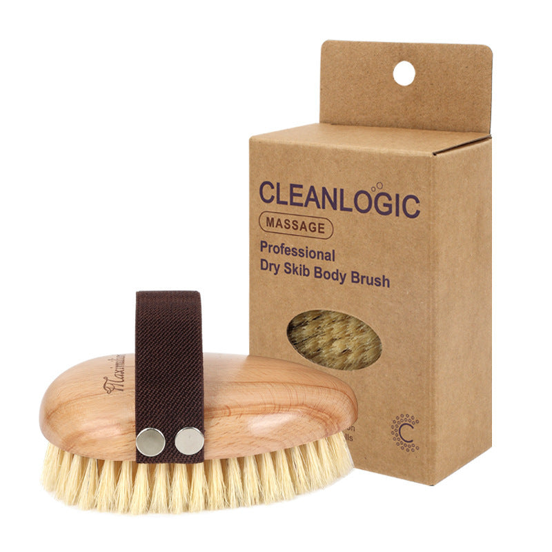 Long-Handled Boar Bristle Bath Brush for Exfoliating and Dry Brushing