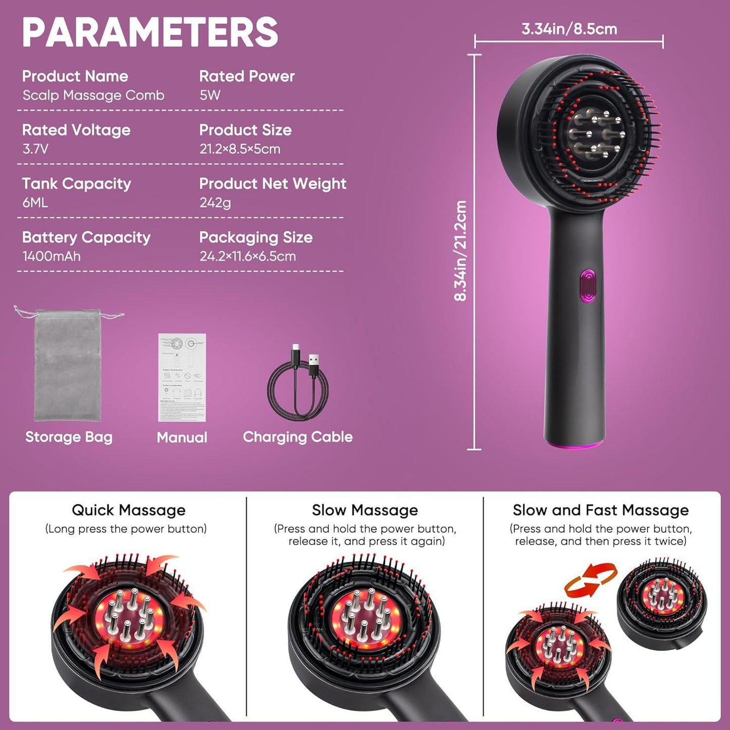 Hair comb with scalp massage function
