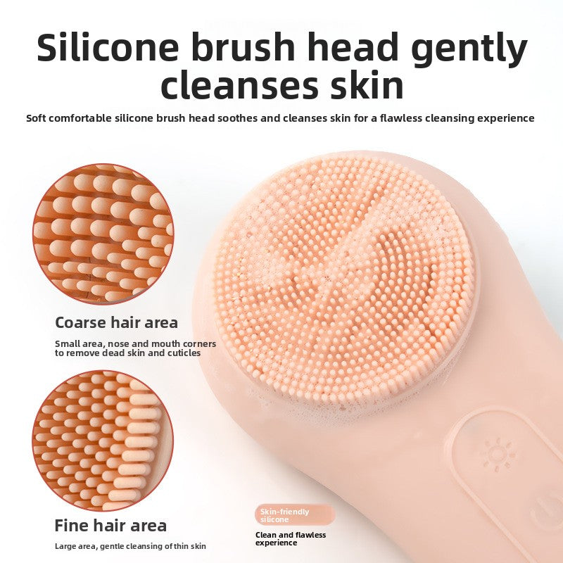Ultrasonic Hot Cold Electric Silicone Facial Cleansing Brush