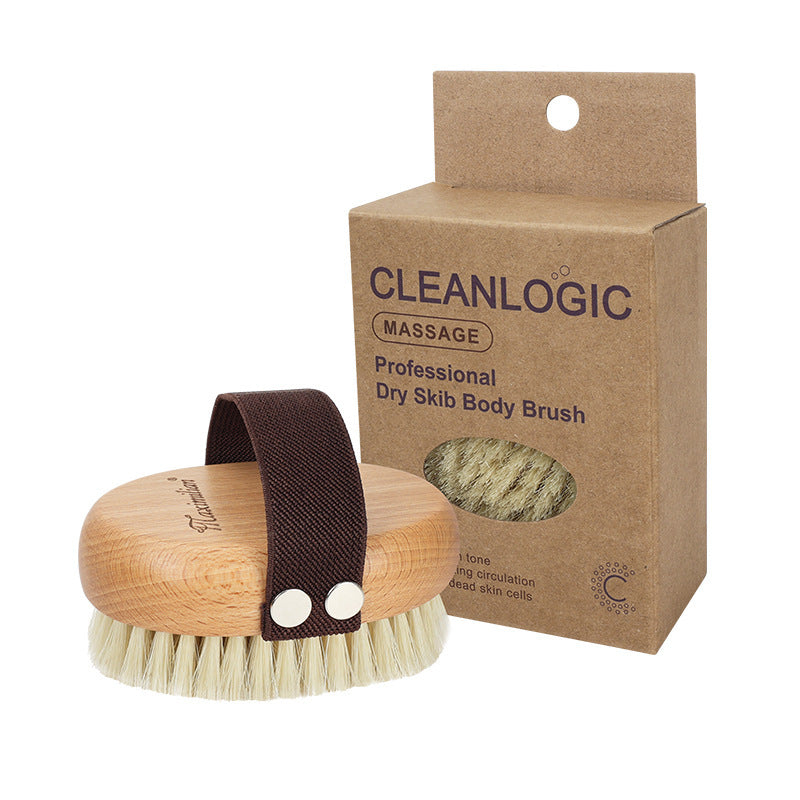 Long-Handled Boar Bristle Bath Brush for Exfoliating and Dry Brushing